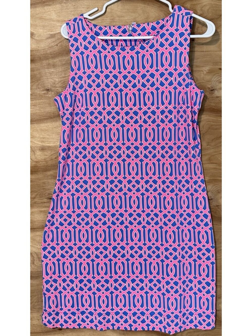 Lulu-B Shift Dress Womens Med Pink Geometric Sleeveless Preppy Nautical Cruise